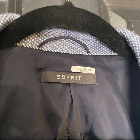 Esprit Two Tone Blue Knit Single Button Blazer Size 12 - Picture 5 of 7